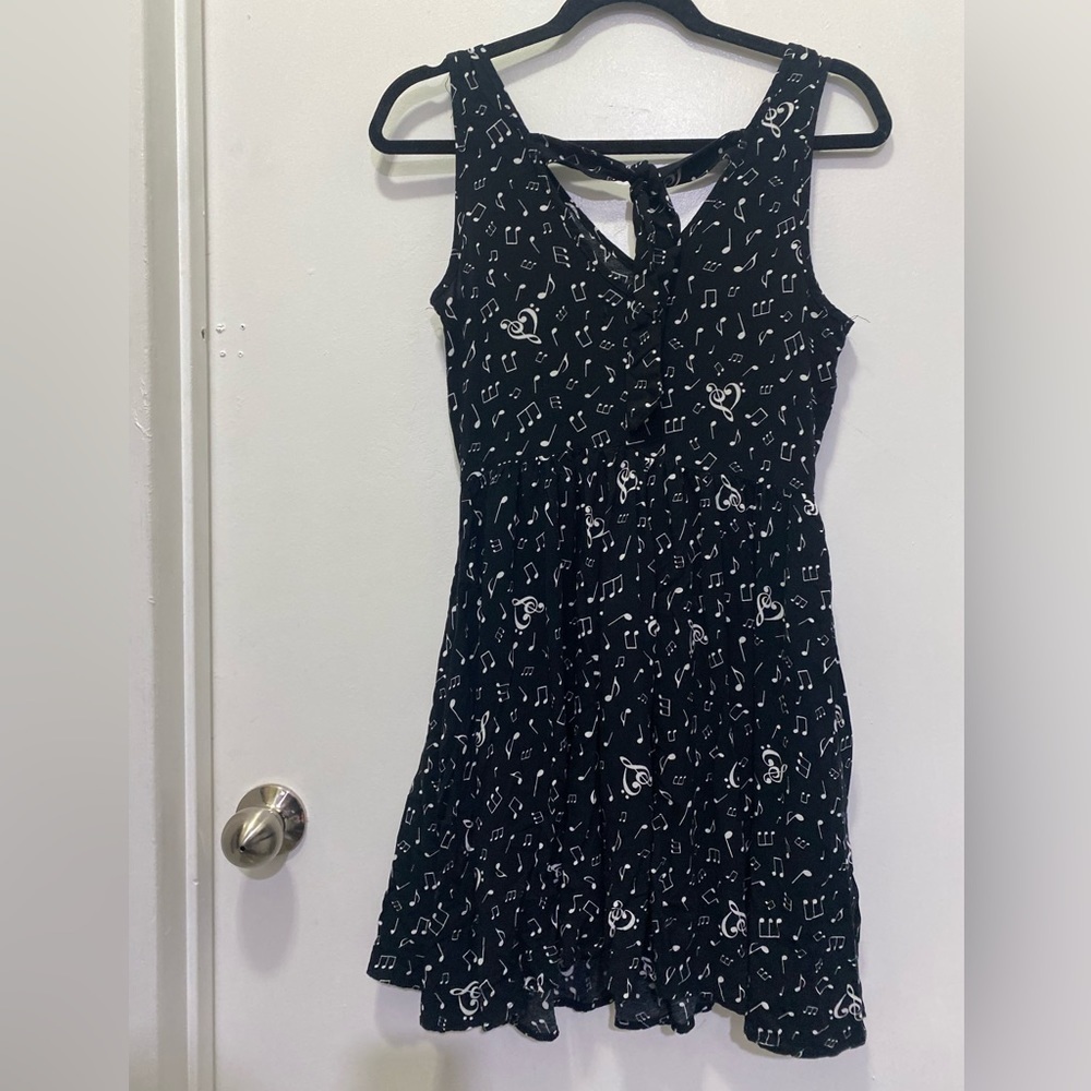 Hot Topic Music Notes Mini Black Dress Grunch Gothic Witchy - Picture 5 of 7